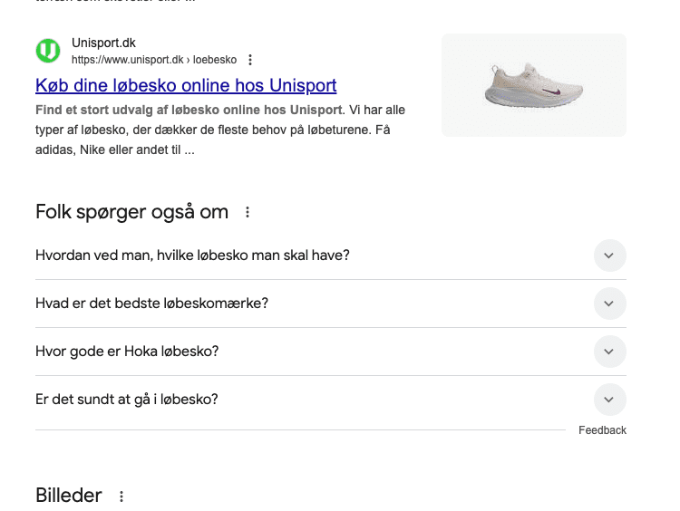 People Also Ask sektion på Google
